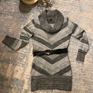 Women’s Cowl Neck Belted Knit Tunic